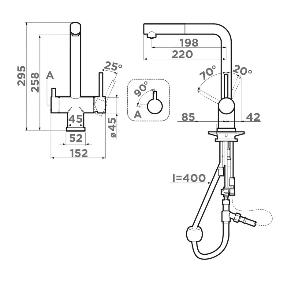 Omoikiri Takamatsu-S-PW, смеситель, чистый белый