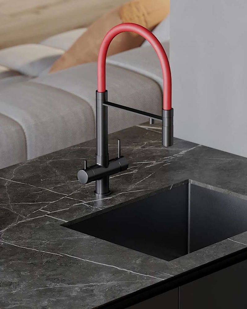 Omoikiri Kanto-C, смеситель, хром/белый гибкий шланг