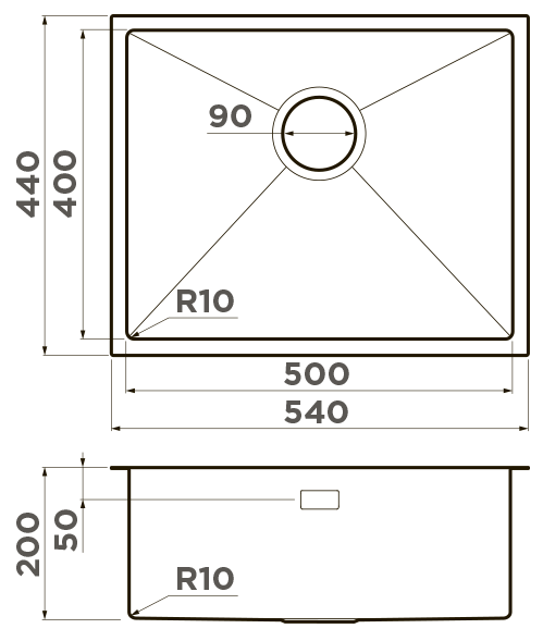 Omoikiri Taki 54-U/IF-GM, мойка, нержавеющая сталь/вороненая сталь