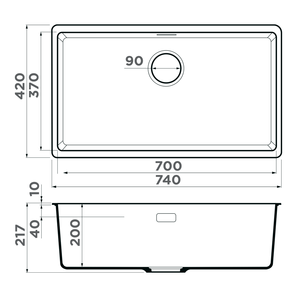 Omoikiri Kata 74-U-BL, мойка, гранит, черный