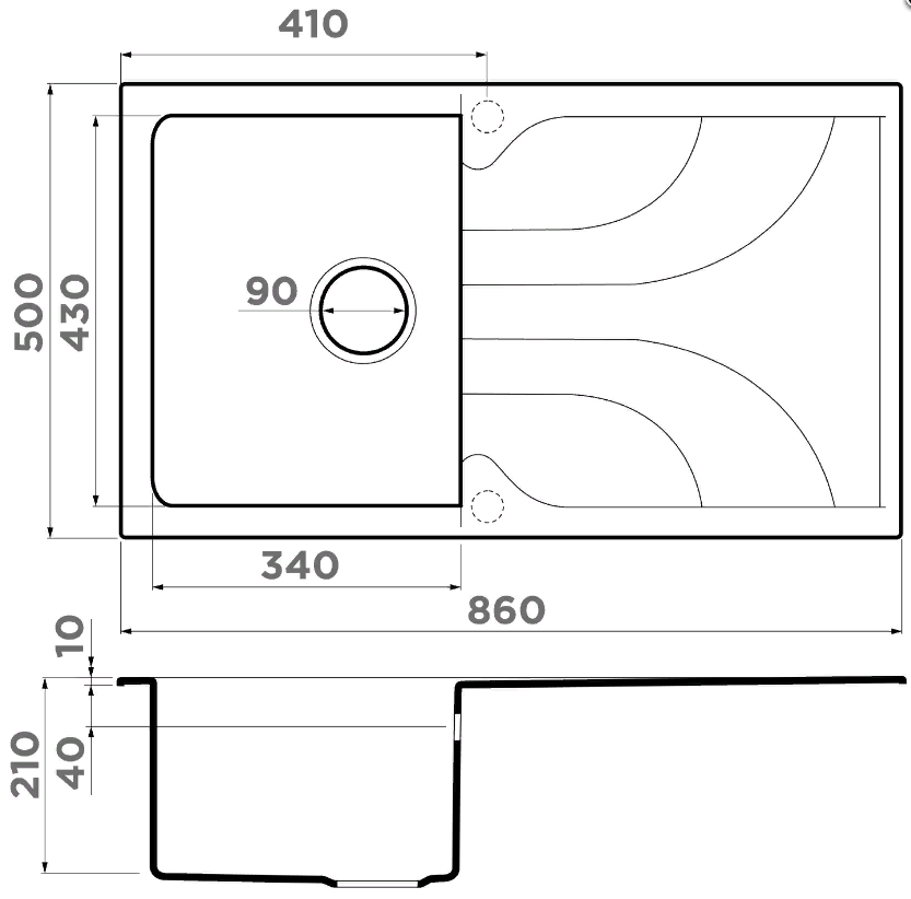 Omoikiri Yasugata 86-GR, мойка, гранит, leningrad grey
