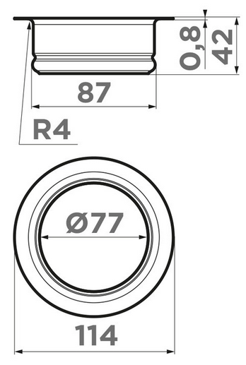 Omoikiri сменная горловина для измельчителя NAGARE SLIM NA-02 GB, графит