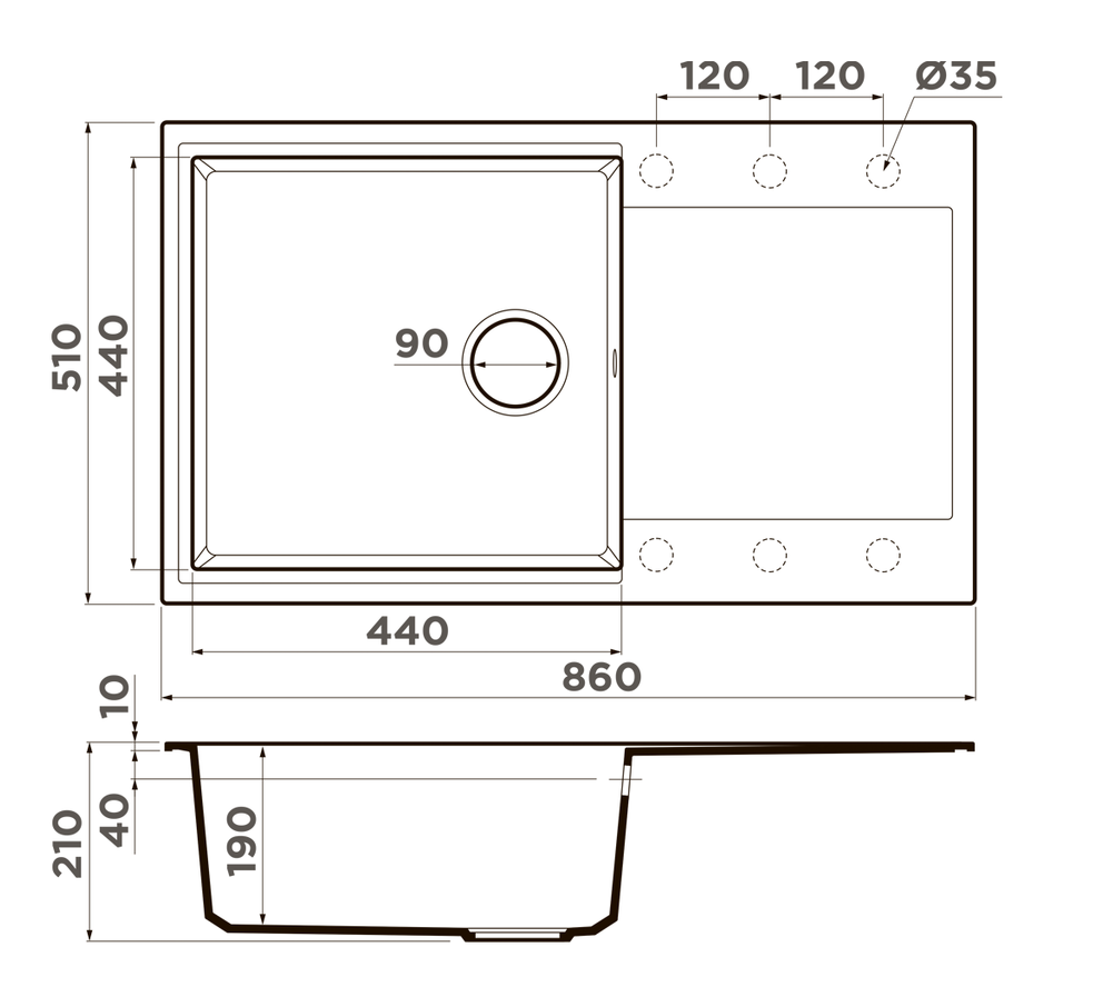 Omoikiri Daisen 86-PA, мойка, гранит, пастила