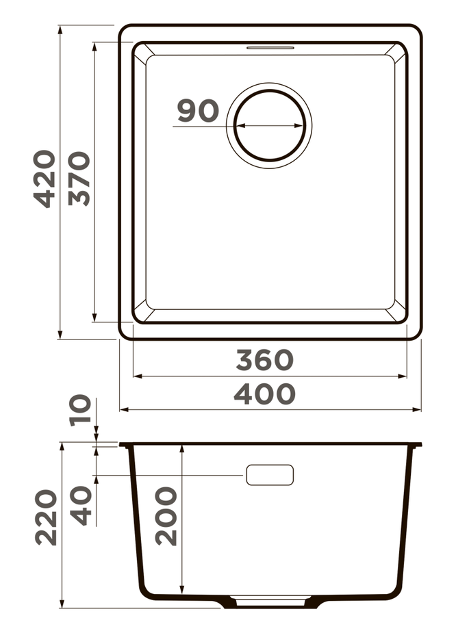 Omoikiri Kata 40-U-BL, мойка, гранит, черный