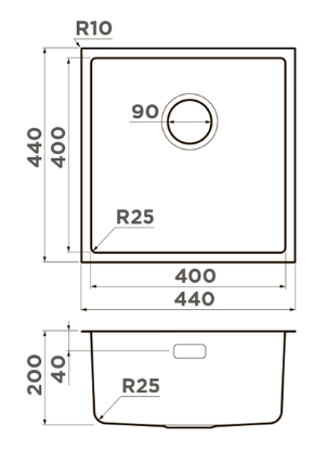 Omoikiri Tadzava 44-U-IN Quadro, мойка, нержавеющая сталь 