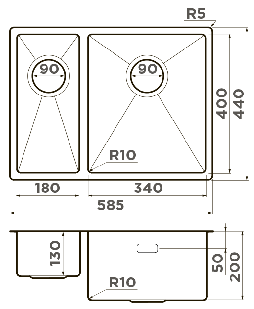 Omoikiri Taki 58-2-U/IF IN-R, мойка, нержавеющая сталь, чаша справа