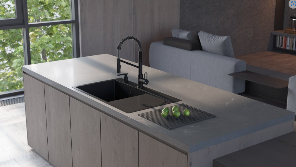 Omoikiri Akisame 86-GB-R Side , мойка, нержавеющая сталь/графит, чаша справа