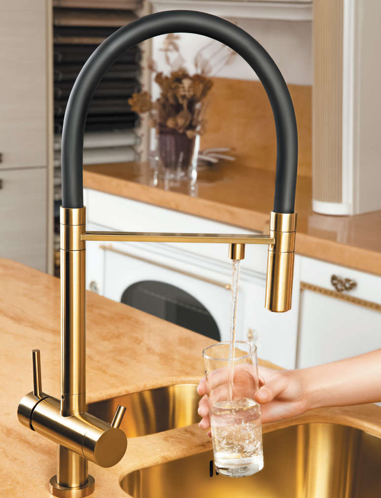 Omoikiri Kanto-C, смеситель, хром/белый гибкий шланг