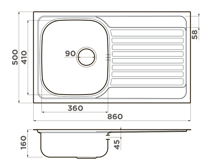 Omoikiri Kashiogawa 86 IN, мойка, нерж. сталь, оборачиваемая