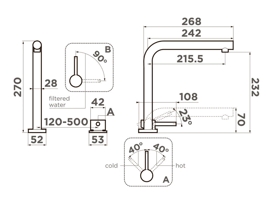 Omoikiri Nara 2 Plus-BN, смеситель, нержавеющая сталь