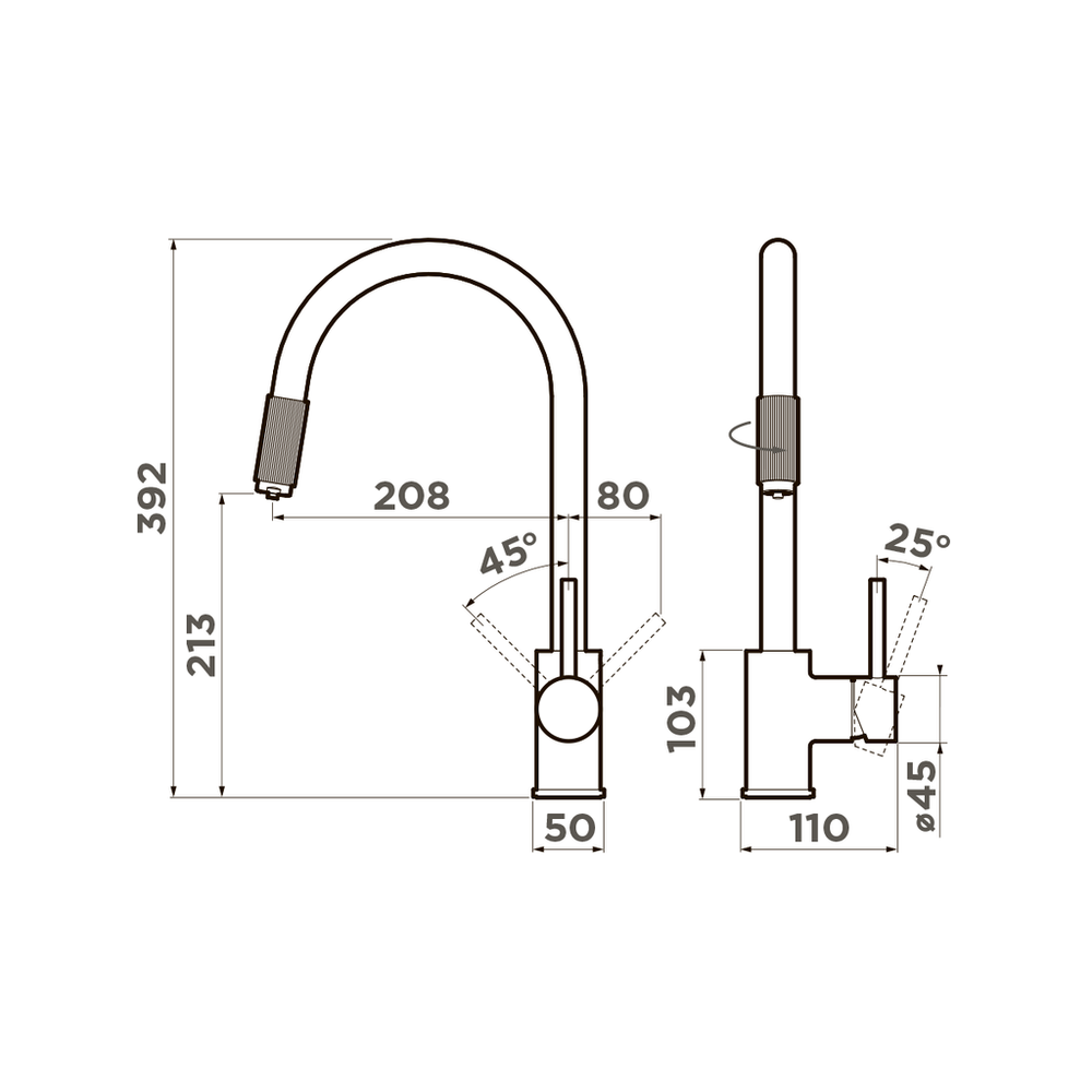 Omoikiri Tamura-BN, смеситель, нержавеющая сталь
