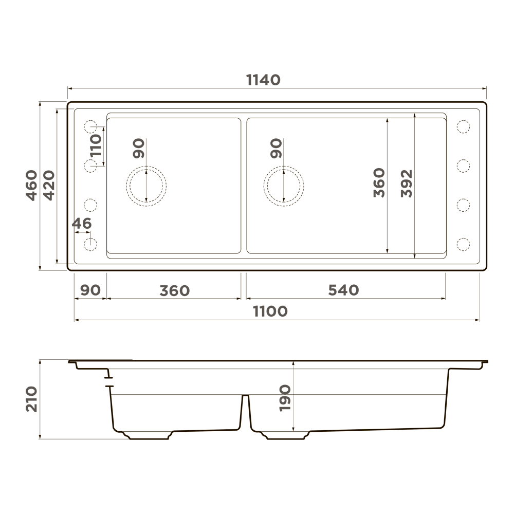 Omoikiri Sintesi Pro 114-2-MO, мойка, керамика, мокко
