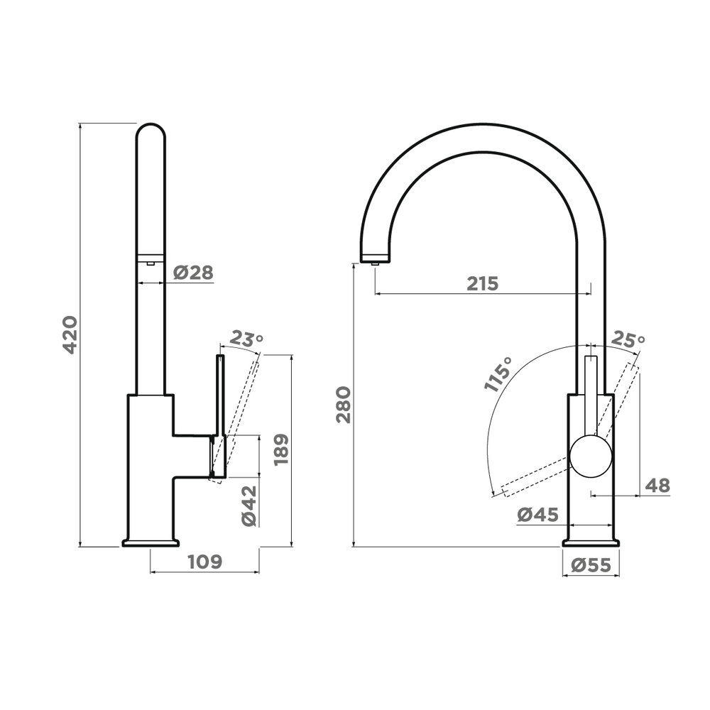 Omoikiri Okawa 2 Plus-GB, смеситель, нержавеющая сталь, графит
