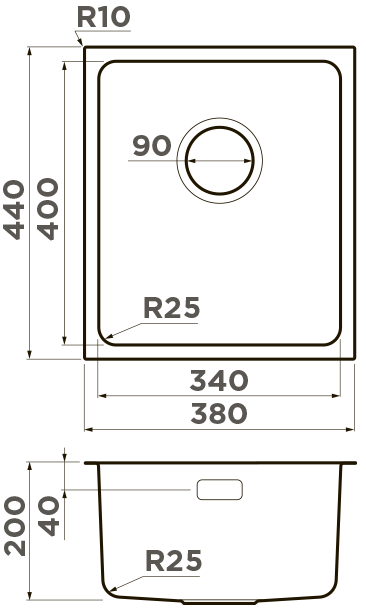 Omoikiri Tadzava 38-U-IN, мойка, нержавеющая сталь