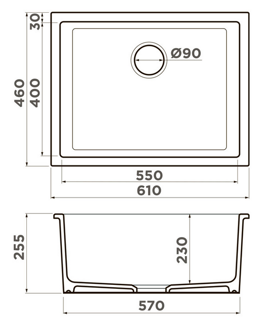 Omoikiri Okinoshima 61-U/I-OL мойка, керамика, olive