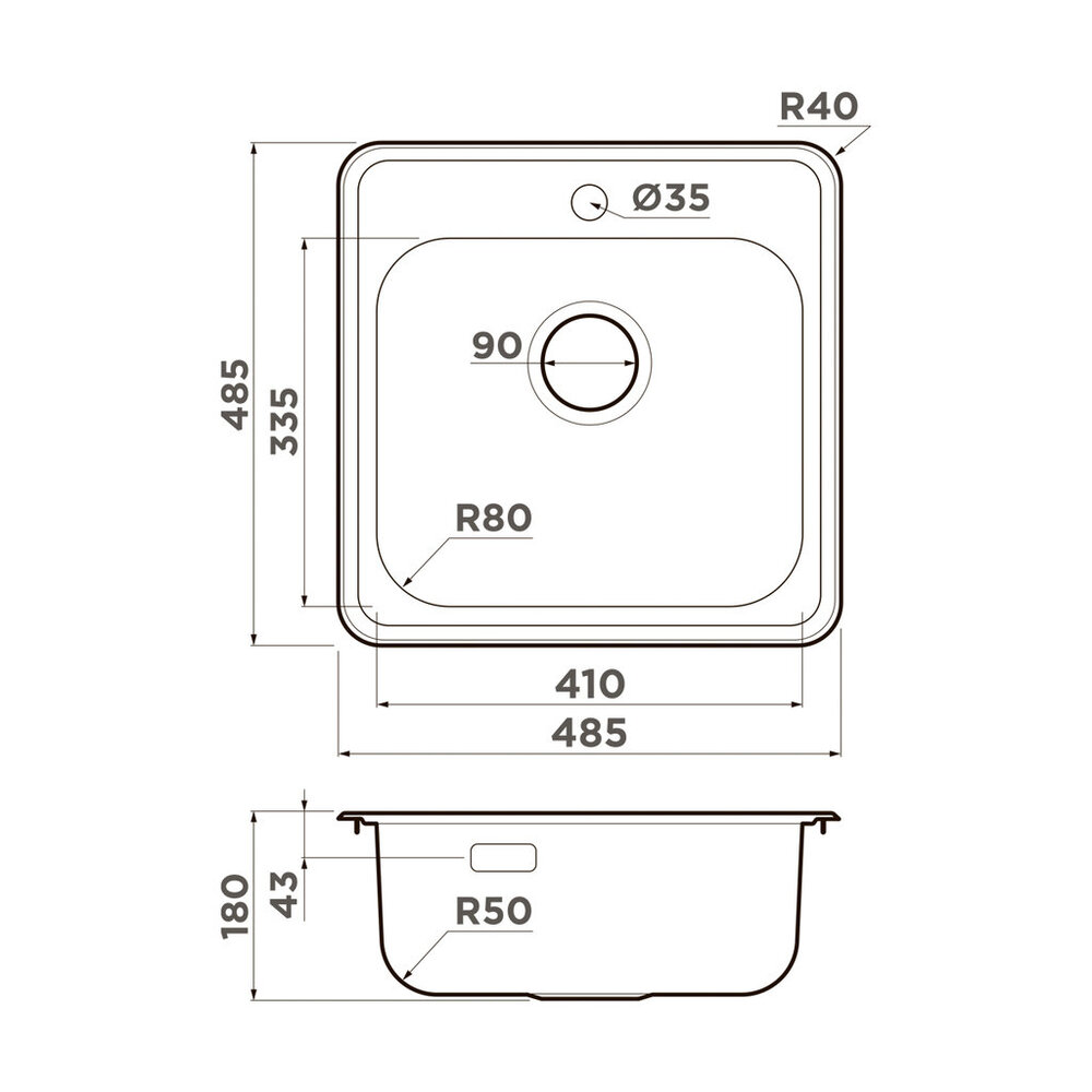 Omoikiri Notoro 48 SI Matt, мойка, нержавеющая сталь/silver matt