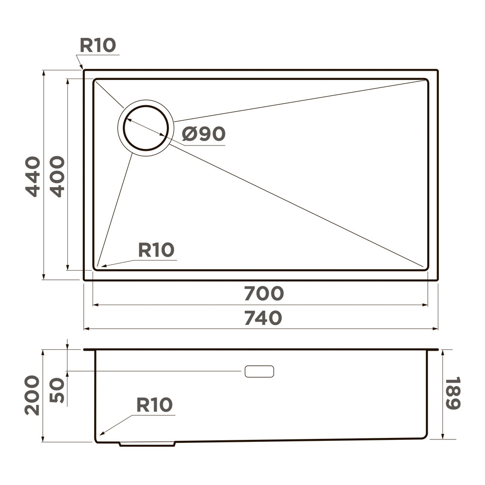 Omoikiri Taki 74-U/IF-L-LG SIDE, мойка, нержавеющая сталь/светлое золото