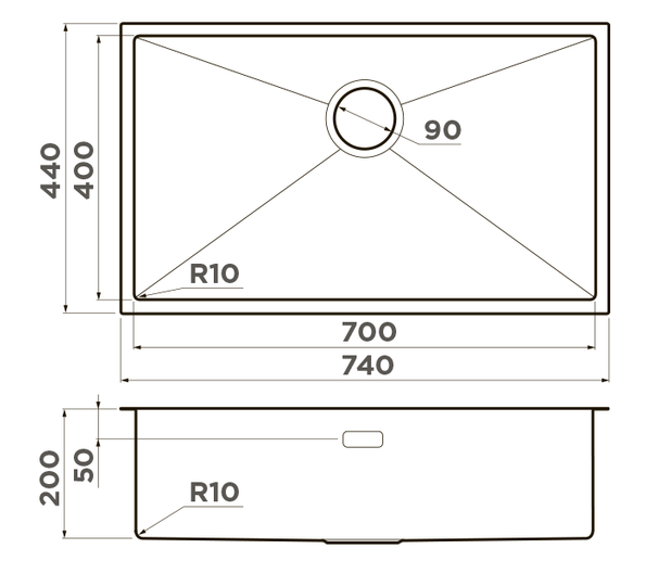 Omoikiri Taki 74-U/IF-GB, мойка, нержавеющая сталь/графит