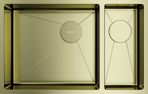 Omoikiri Taki 69-2-U/IF-LG-L Side, мойка, нержавеющая сталь/светлое золото, чаша слева