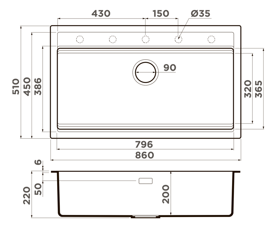 Omoikiri Kitagawa 86-LB-GB, мойка, керамика, графит