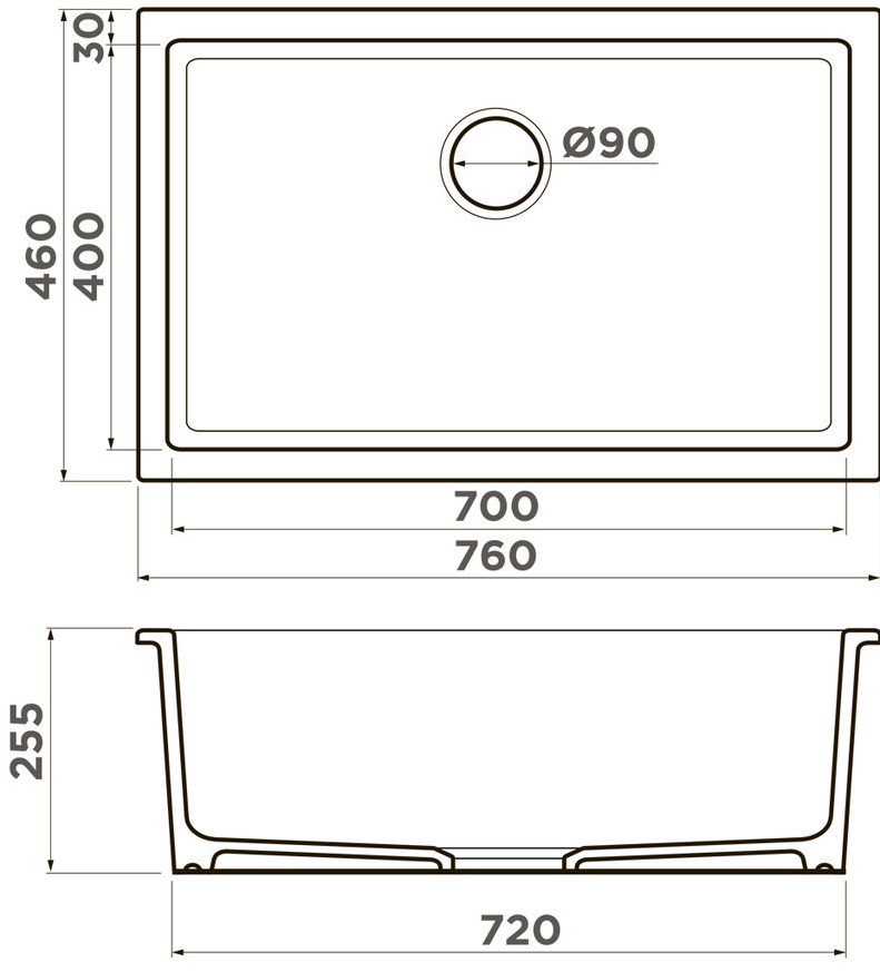 Omoikiri Okinoshima 76-U/I-G Matt, мойка, керамика, золото