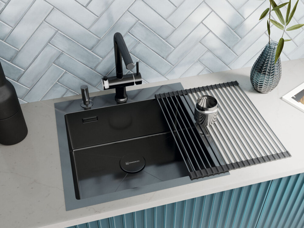 Omoikiri Akisame 51-GM, мойка, нержавеющая сталь/вороненая сталь