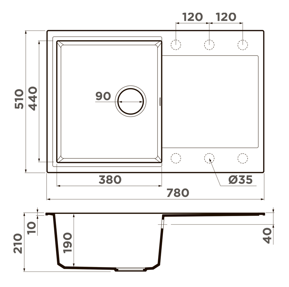 Omoikiri Daisen 78 BL, мойка, гранит, черный
