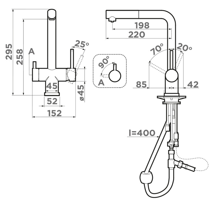 Omoikiri Takamatsu-S-LG, смеситель, светлое золото