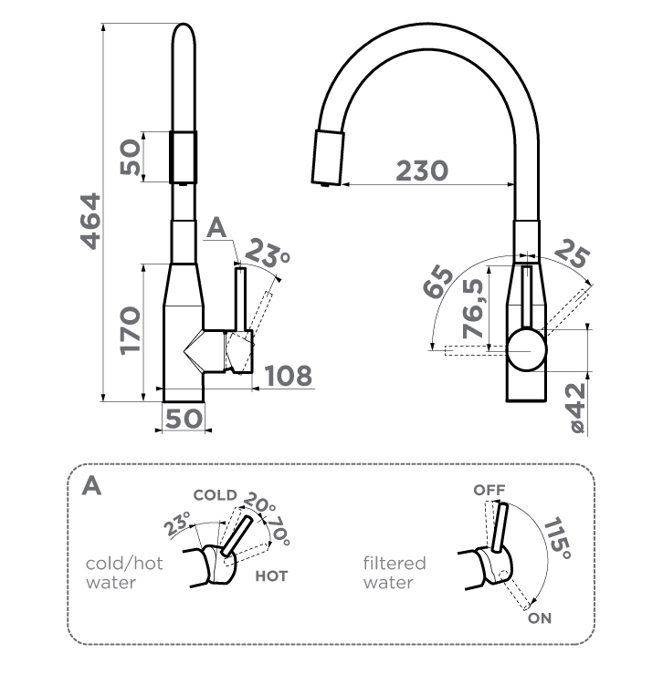 Omoikiri Yatomi-2-Plus-GB-BL смеситель, графит/черный