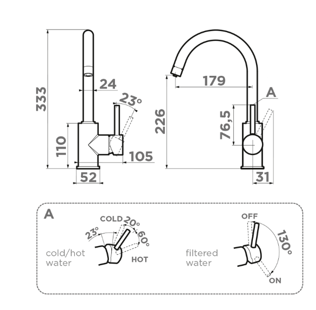 Omoikiri Shinagawa 2 Plus-SA, смеситель, гранит, бежевый