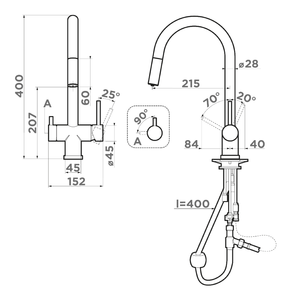 Omoikiri Akita-S-LG, смеситель, светлое золото