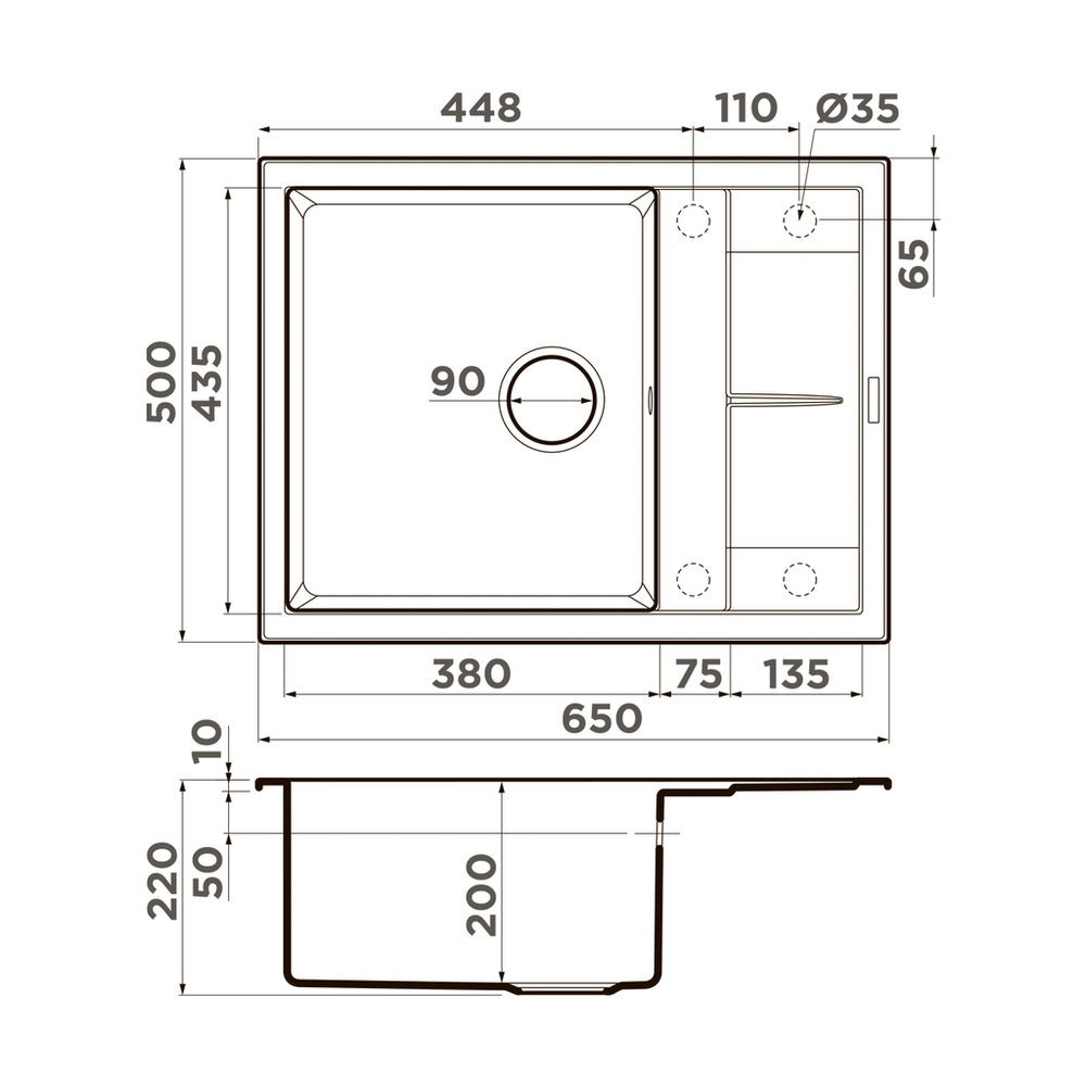 Omoikiri Sumi 65A-GB, мойка, керамика, графит