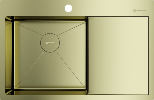 Omoikiri Akisame 78-LG-L, мойка, нержавеющая сталь/светлое золото, чаша слева