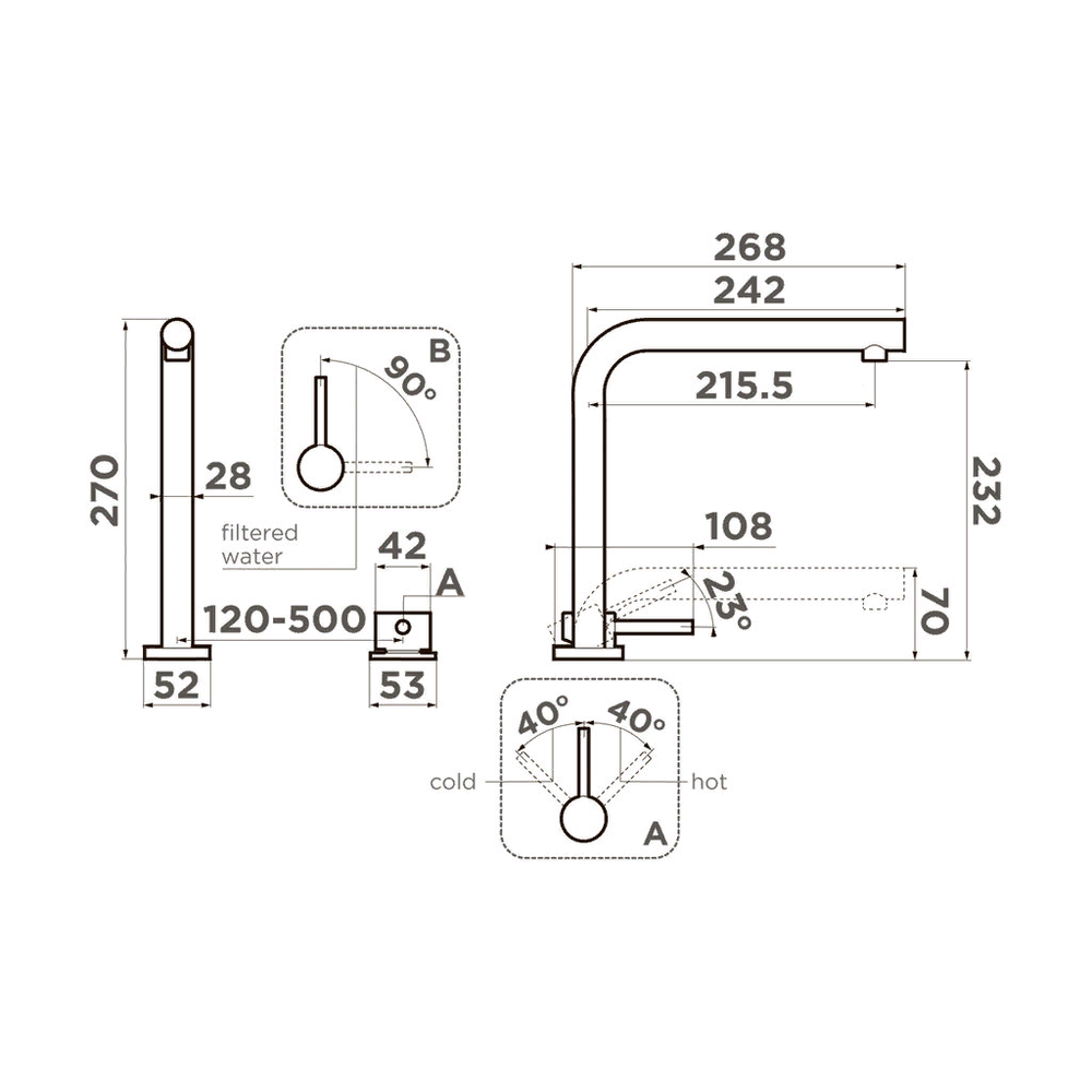 Omoikiri Nara 2 Plus-GB, смеситель, графит