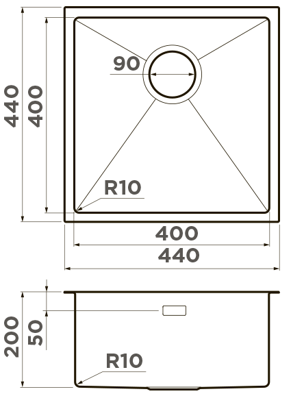 Omoikiri Taki 44-U/IF-GM, мойка, нержавеющая сталь/вороненая сталь