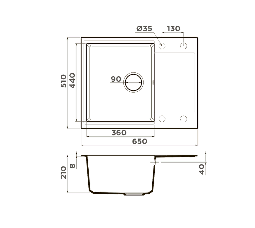 Omoikiri Daisen 65T-WH, мойка, гранит, белый