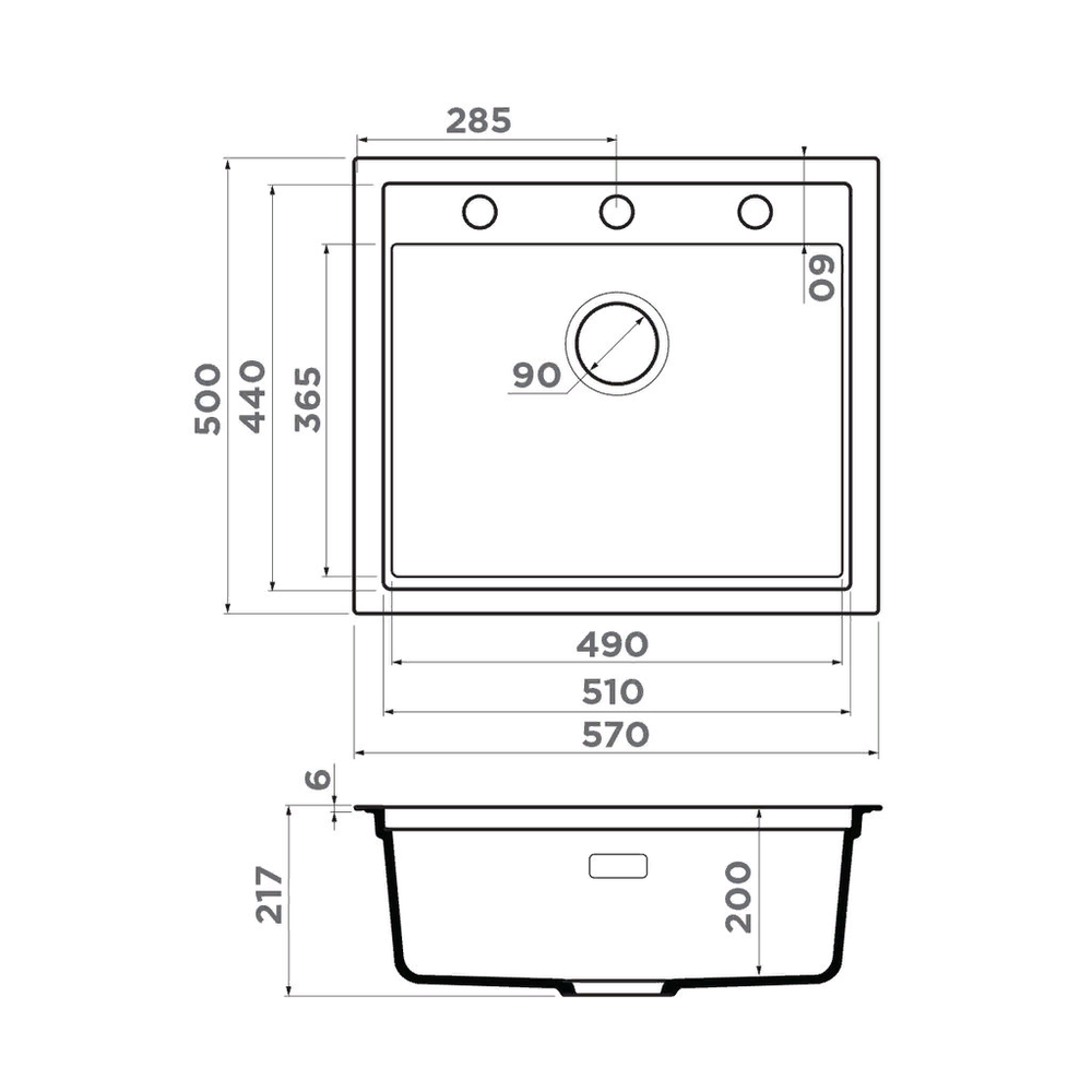 Omoikiri Sintesi 57-GR, мойка, керамика, leningrad grey