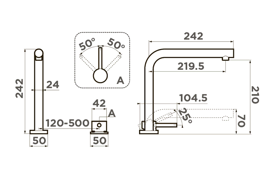 Omoikiri Nara-BN, смеситель, нержавеющая сталь
