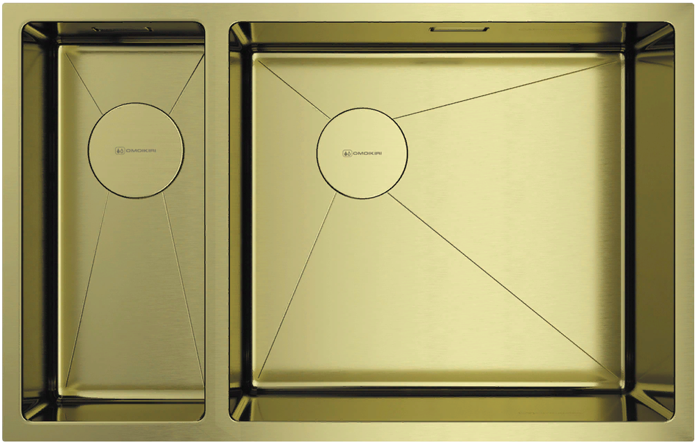 Omoikiri Taki 69-2-U/IF-LG-R Side, мойка, нержавеющая сталь/светлое золото, чаша справа