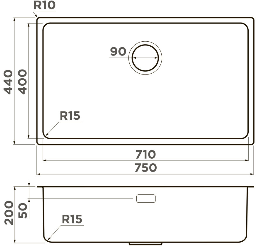 Omoikiri Tadzava 75-U/I-IN Ultra 15, мойка, нержавеющая сталь