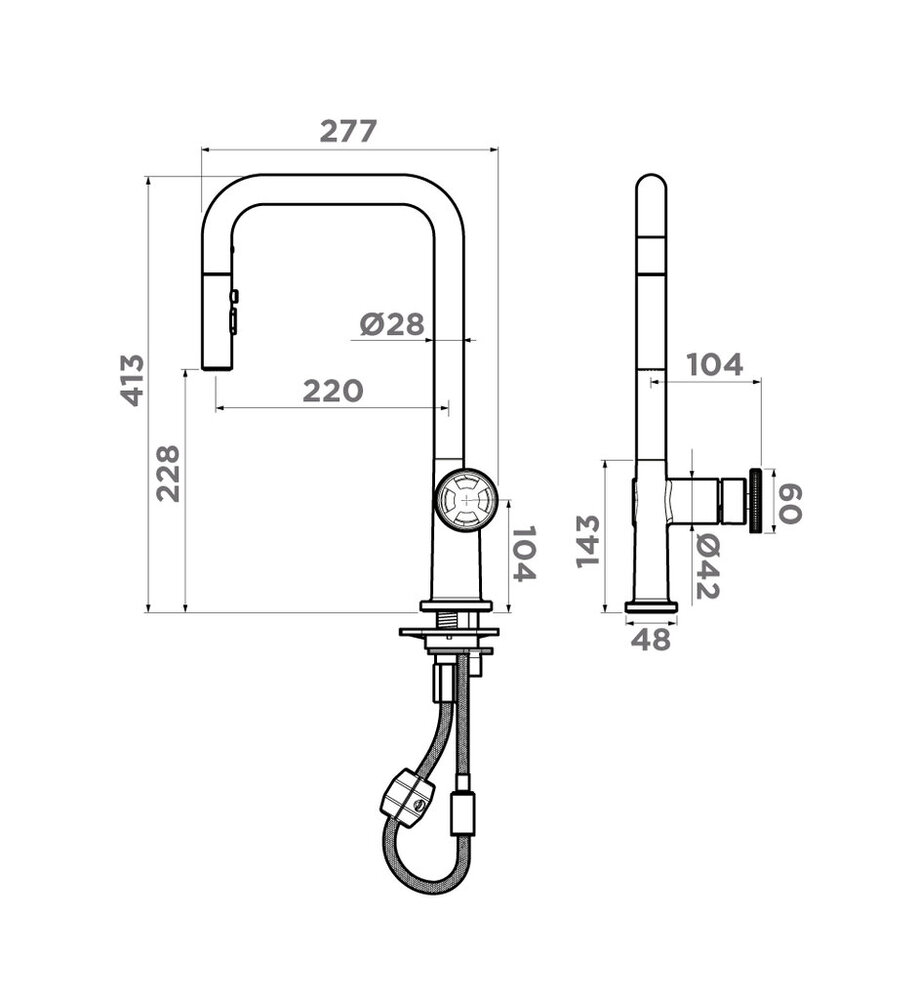 Omoikiri Arita-SB GB, смеситель, гранит, графит