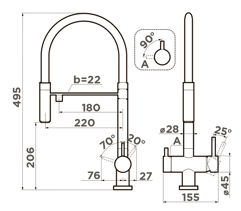 Omoikiri Kanto-SL, смеситель, sicilian lemon