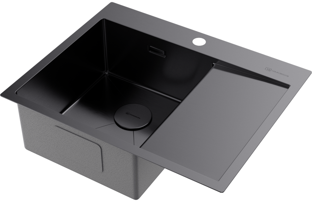 Omoikiri Akisame 65-GM-L, мойка, нержавеющая сталь/вороненая сталь, чаша слева