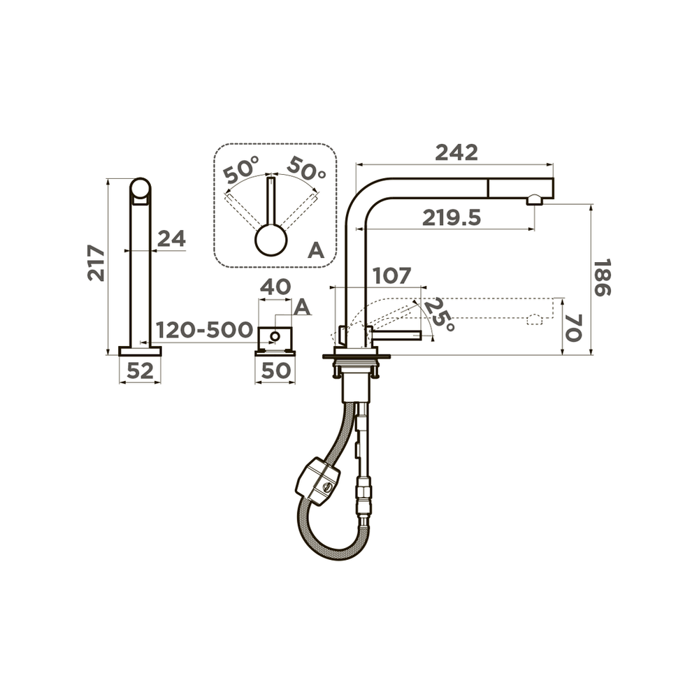 Omoikiri Nara-S-LG, смеситель, светлое золото