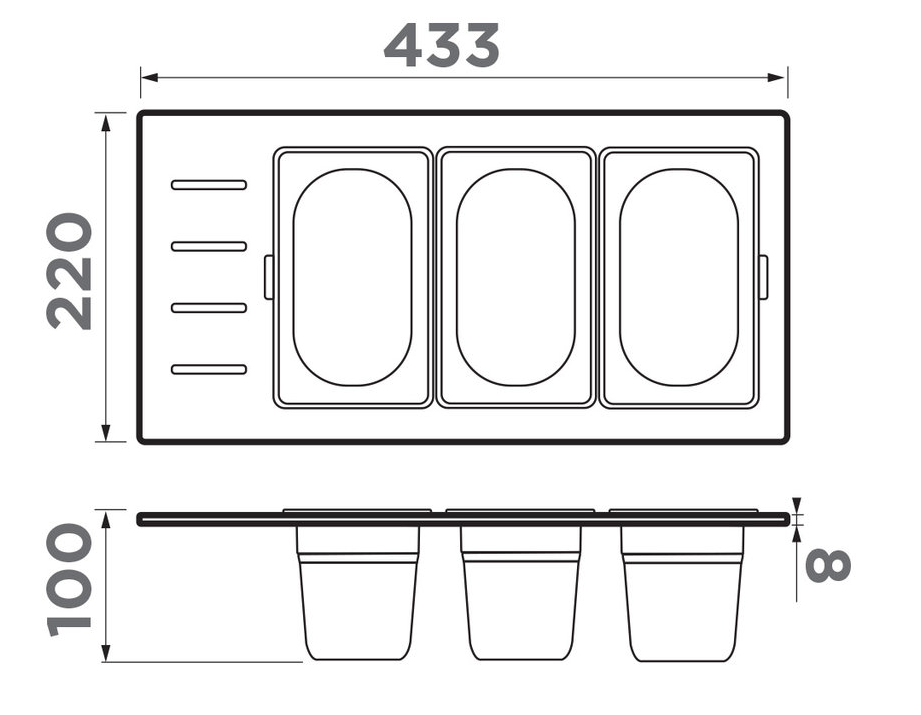 Omoikiri DC-02-3-IN, контейнер, нержавеющая сталь