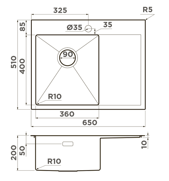 Omoikiri Akisame 65-IN-L, мойка, нержавеющая сталь, чаша слева