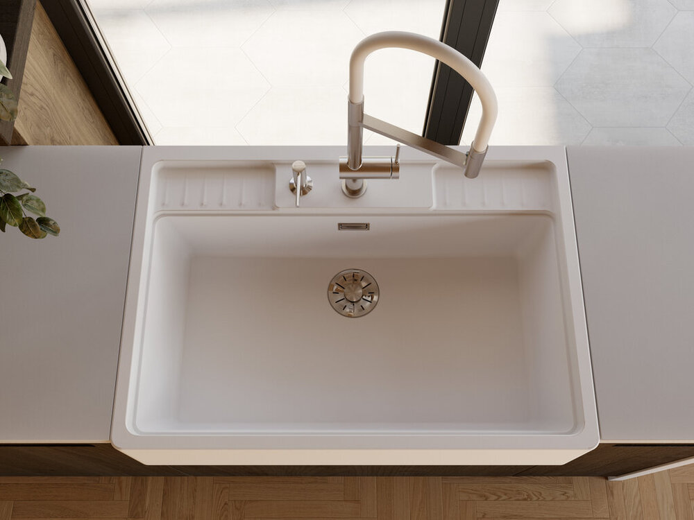 Omoikiri Kanto-2 Plus-SB BN-WH, смеситель, латунь, нержавеющая сталь/белый