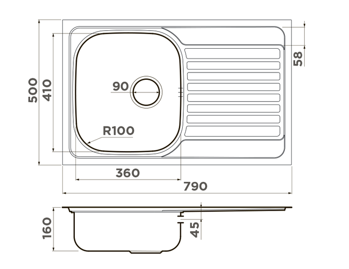Omoikiri Kashiogawa 79 IN, мойка, нерж. сталь, оборачиваемая