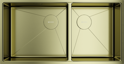 Omoikiri Taki 85-2-LB-U/IF-LG Side, мойка, нержавеющая сталь/светлое золото