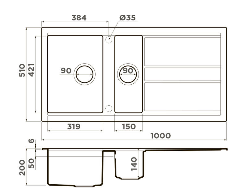 Omoikiri Kitagawa 100-2-WG, мойка, керамика, ветреный зеленый